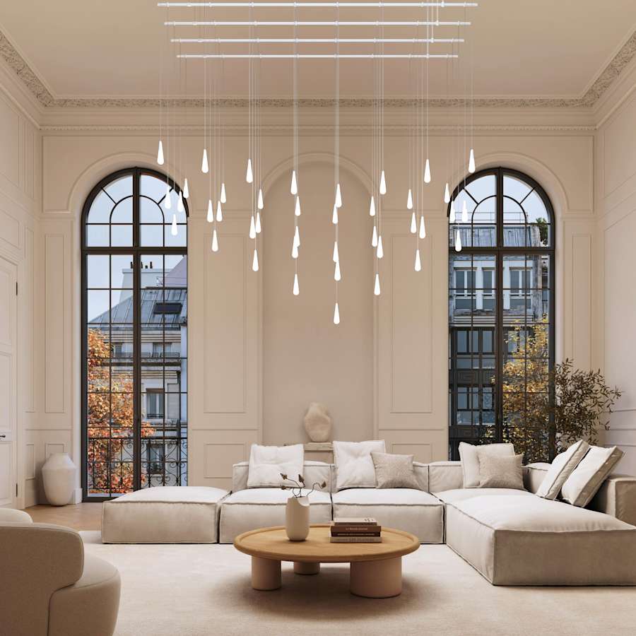 Sonneman Suspenders 117" Wide LED Abstract Linear Chandelier