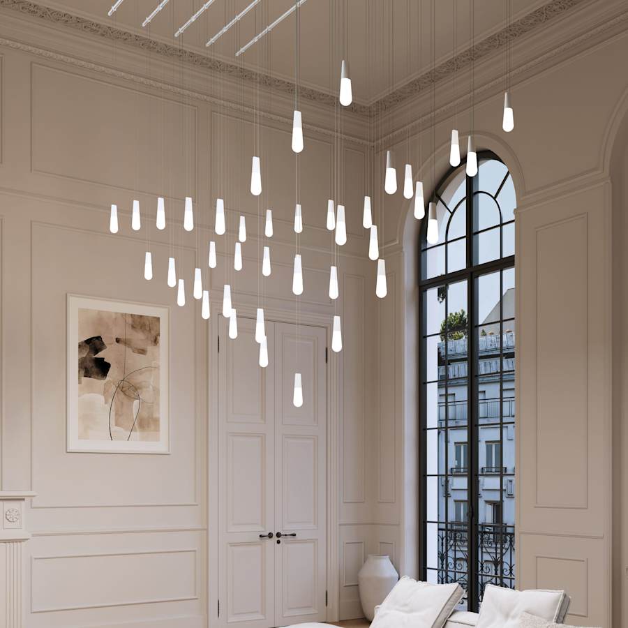 Sonneman Suspenders 117" Wide LED Abstract Linear Chandelier