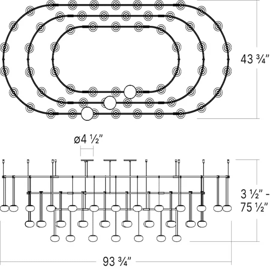 Sonneman Suspenders 94" Wide LED Racetrack Chandelier