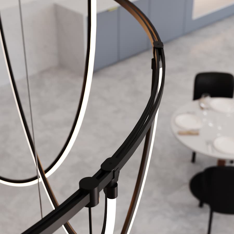Sonneman Suspenders 82" Wide LED Offset Ring Chandelier