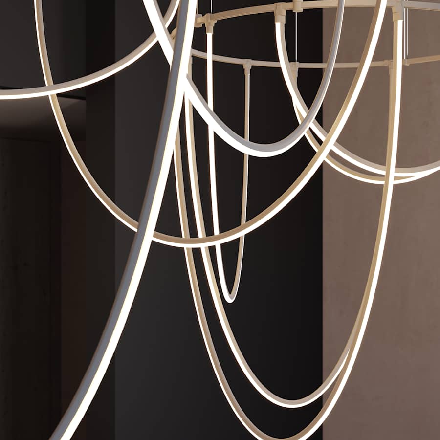 Sonneman Suspenders 82" Wide LED Offset Ring Chandelier