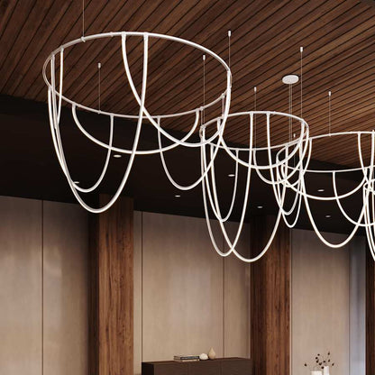 Sonneman Suspenders 82" Wide LED Offset Ring Chandelier