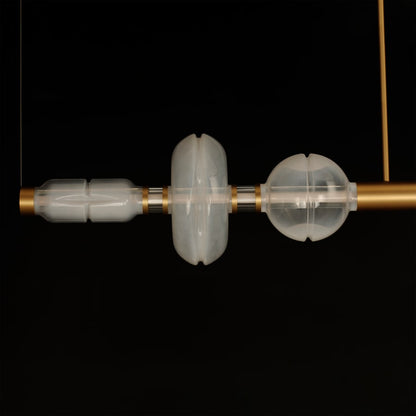 Studio M Gusto 71" Wide LED Abstract Linear Chandelier with Hand-Blown Glass Shades