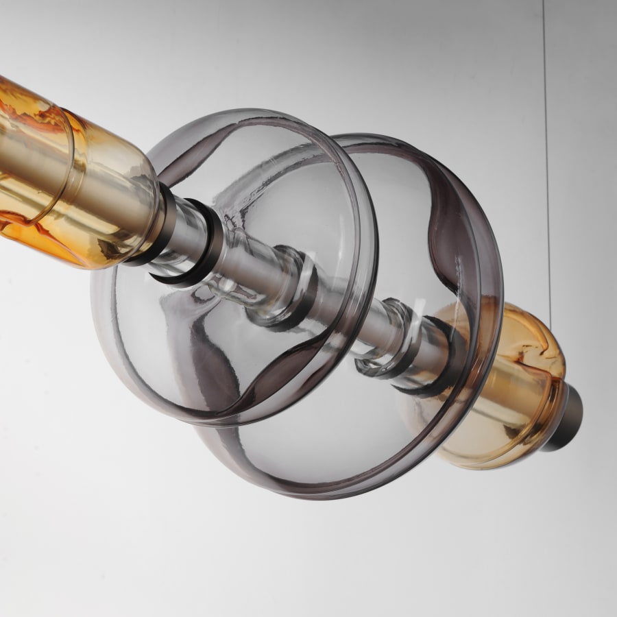 Studio M Gusto 71" Wide LED Abstract Linear Chandelier with Hand-Blown Glass Shades