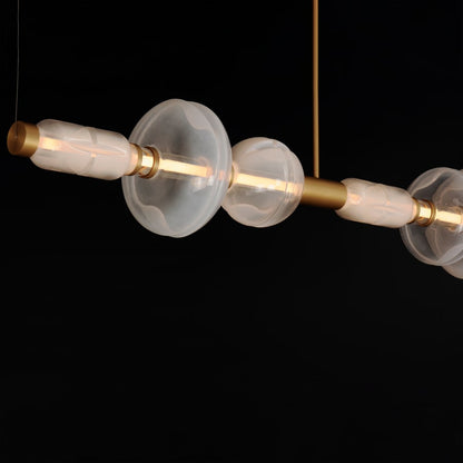 Studio M Gusto 71" Wide LED Abstract Linear Chandelier with Hand-Blown Glass Shades