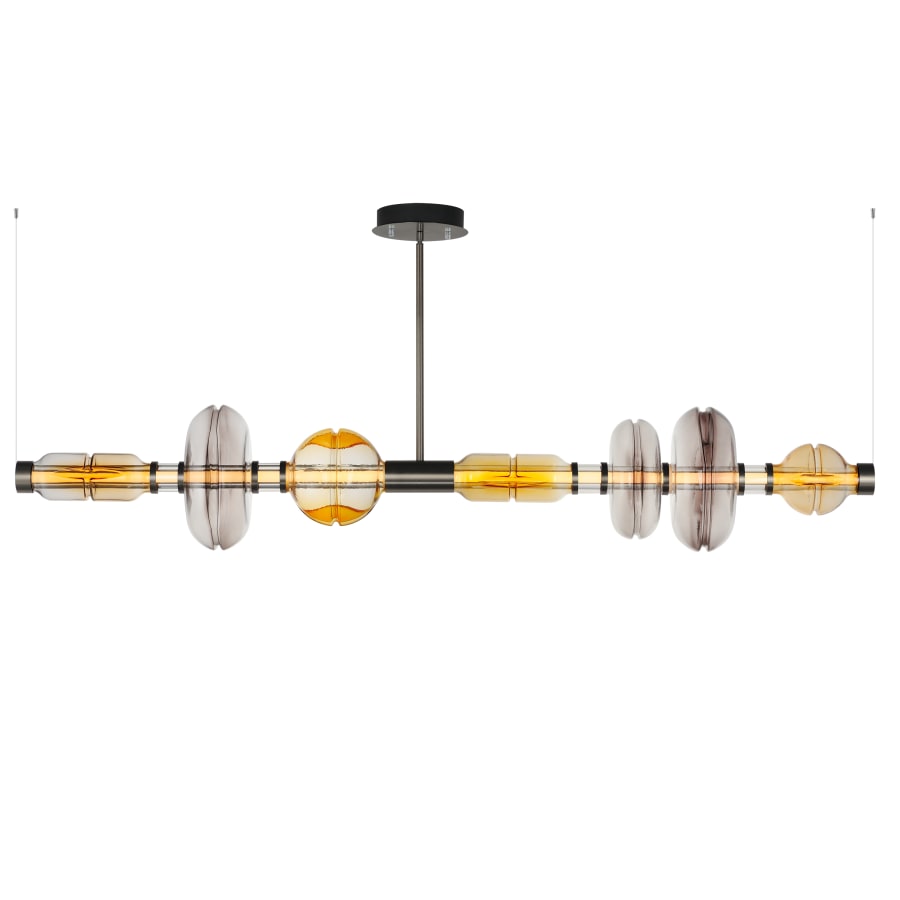 Studio M Gusto 71" Wide LED Abstract Linear Chandelier with Hand-Blown Glass Shades