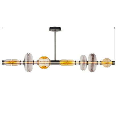 Studio M Gusto 71" Wide LED Abstract Linear Chandelier with Hand-Blown Glass Shades