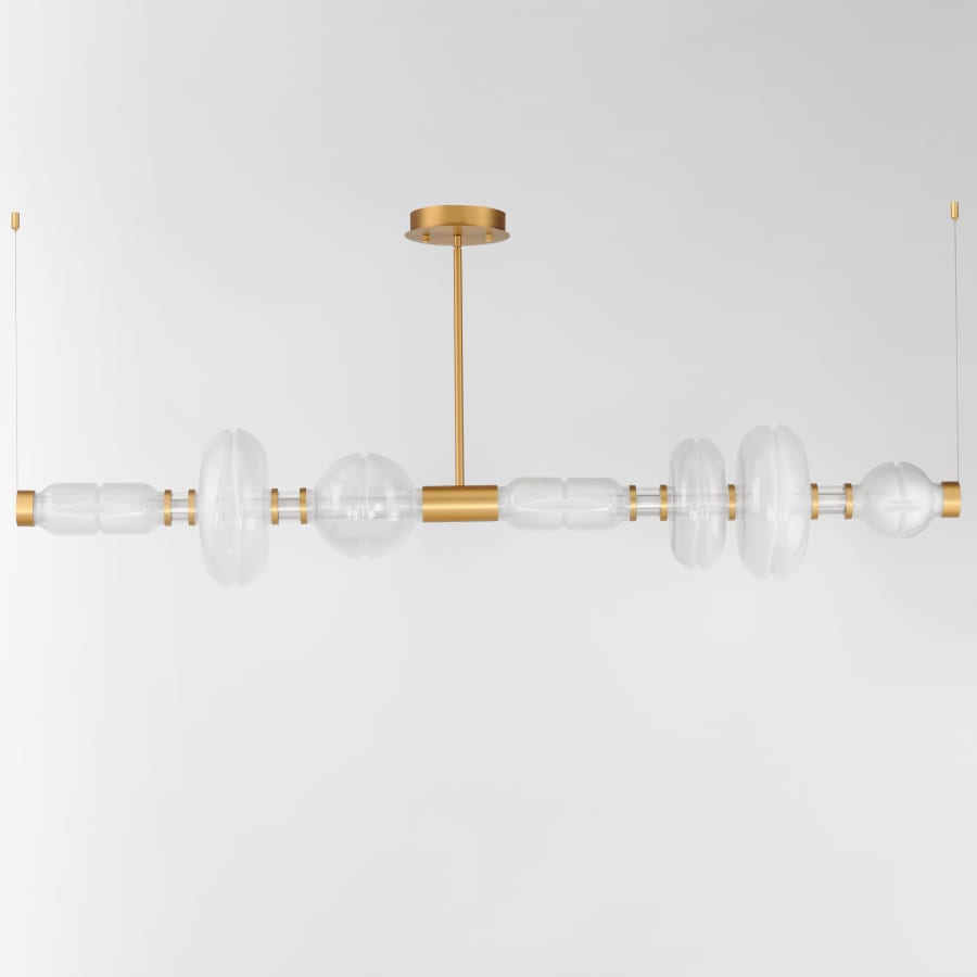 Studio M Gusto 71" Wide LED Abstract Linear Chandelier with Hand-Blown Glass Shades