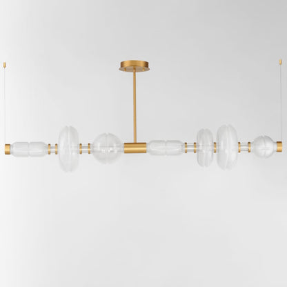 Studio M Gusto 71" Wide LED Abstract Linear Chandelier with Hand-Blown Glass Shades