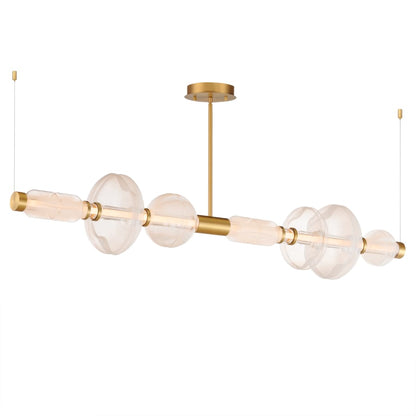 Studio M Gusto 71" Wide LED Abstract Linear Chandelier with Hand-Blown Glass Shades