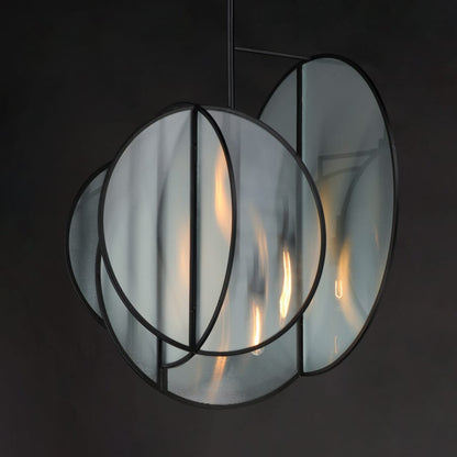 Studio M Crux 5 Light 29" Wide LED Abstract Pendant with Clear, Ribbed Glass Shades