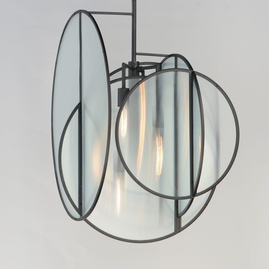 Studio M Crux 5 Light 29" Wide LED Abstract Pendant with Clear, Ribbed Glass Shades