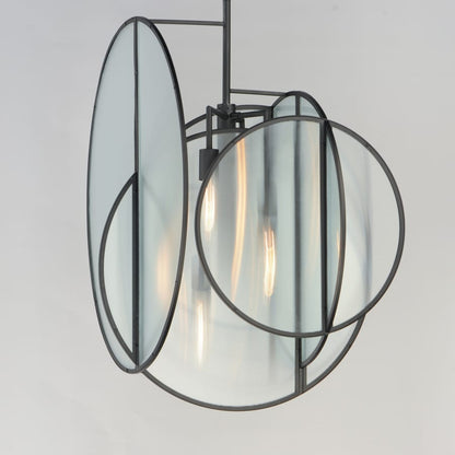 Studio M Crux 5 Light 29" Wide LED Abstract Pendant with Clear, Ribbed Glass Shades