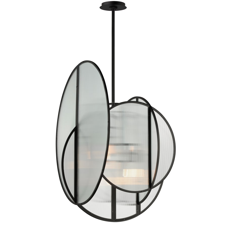 Studio M Crux 5 Light 29" Wide LED Abstract Pendant with Clear, Ribbed Glass Shades