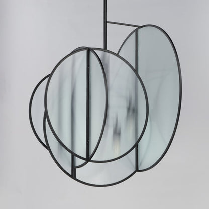 Studio M Crux 5 Light 29" Wide LED Abstract Pendant with Clear, Ribbed Glass Shades