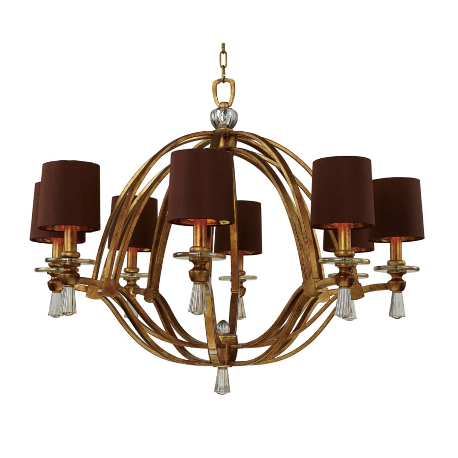 Studio M Triomphe 8 Light 38" Wide Chandelier with Silk Shades and Crystal Accents