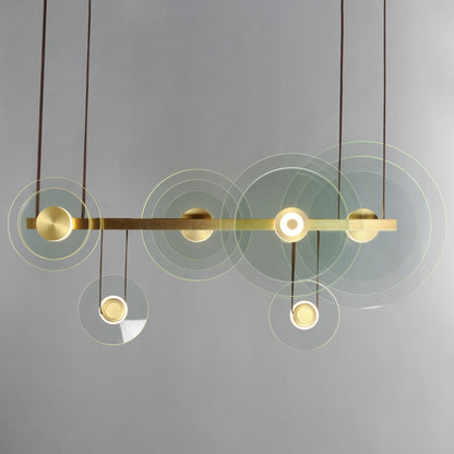Studio M Stratum 61" Wide LED Abstract Chandelier with Clear Glass Shades