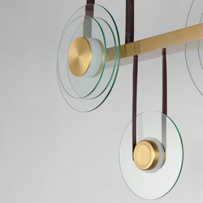 Studio M Stratum 61" Wide LED Abstract Chandelier with Clear Glass Shades