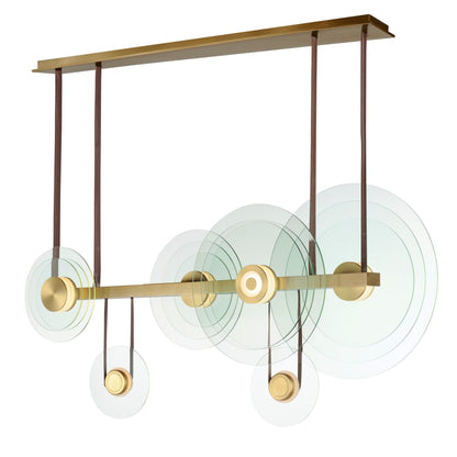 Studio M Stratum 61" Wide LED Abstract Chandelier with Clear Glass Shades
