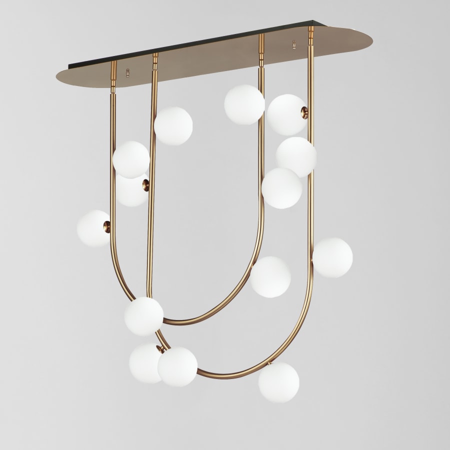 Studio M Contour 14 Light 43" Wide LED Semi-Flush Ceiling Fixture by Nina Magon