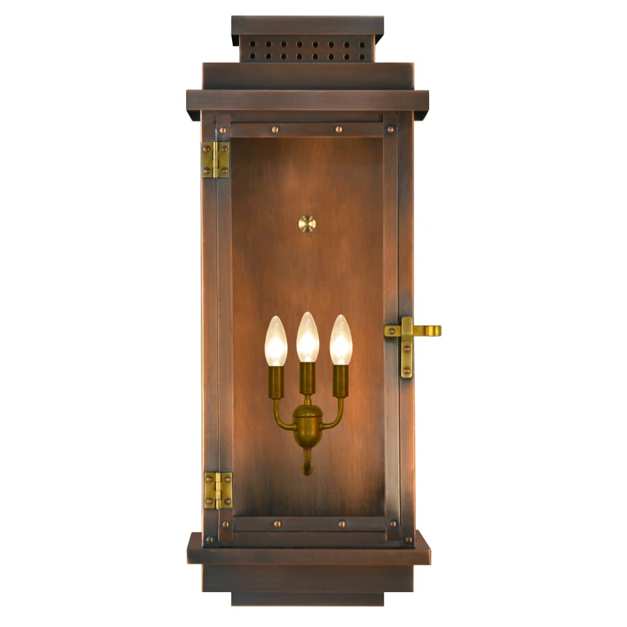 The CopperSmith Contempo 3 Light 31" Tall Copper Electric Flush Mount Outdoor Wall Sconce