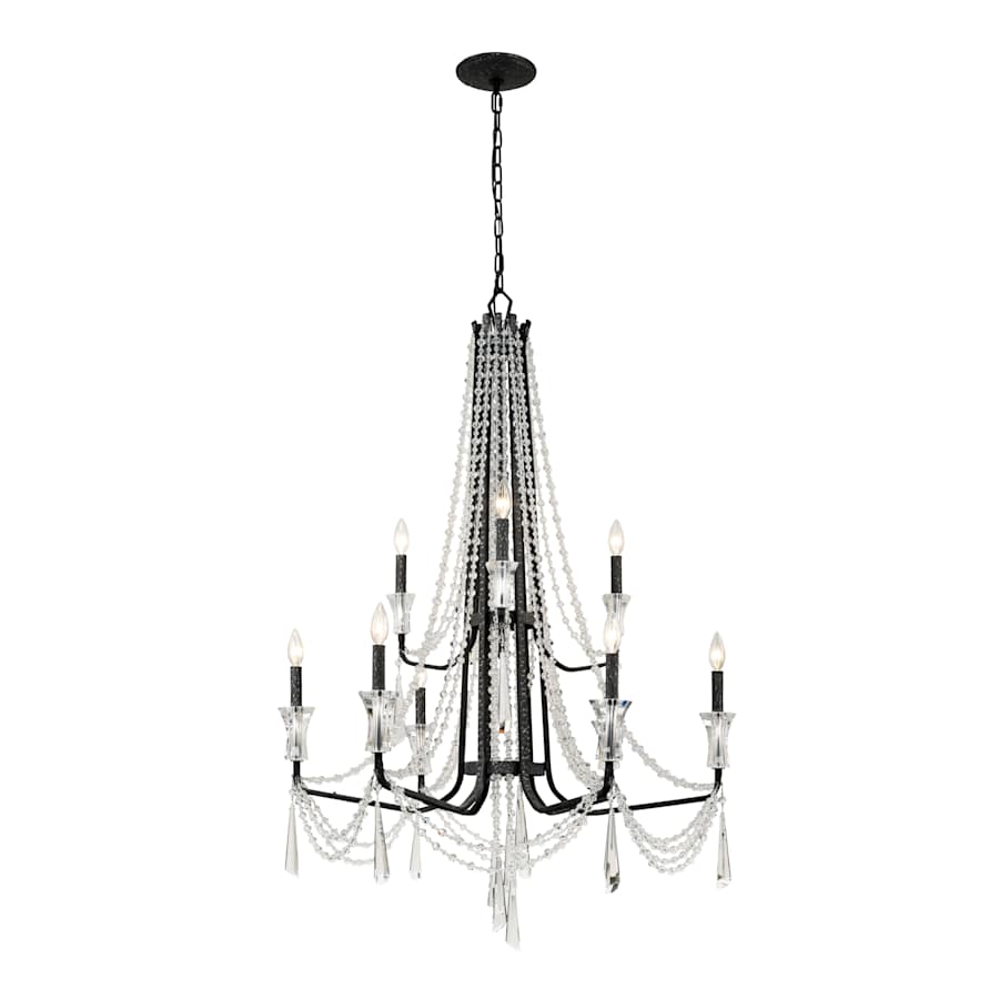 Varaluz Barcelona 9 Light 34" Wide Crystal Candle Style Chandelier