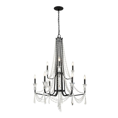 Varaluz Barcelona 9 Light 34" Wide Crystal Candle Style Chandelier