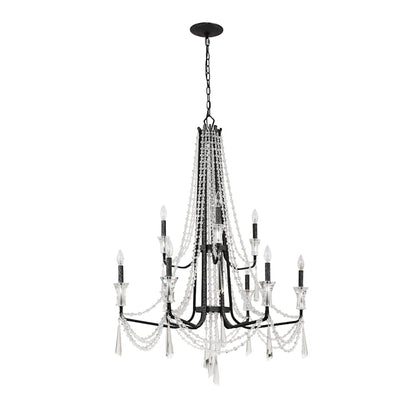 Varaluz Barcelona 9 Light 34" Wide Crystal Candle Style Chandelier