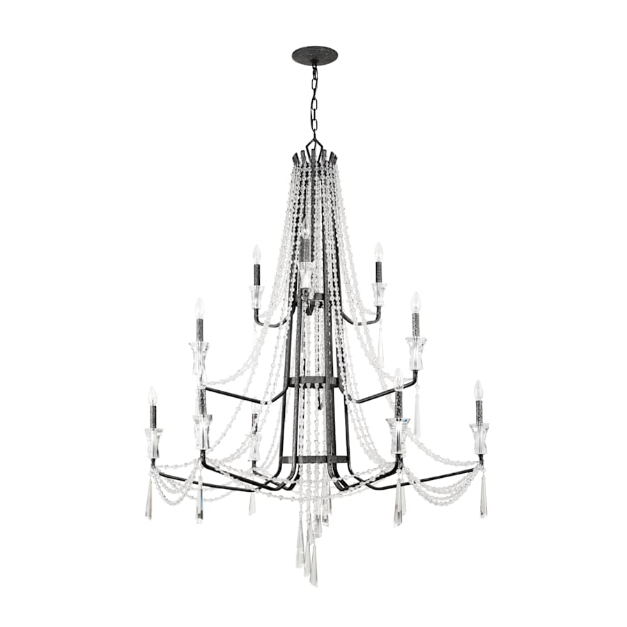 Varaluz Barcelona 12 Light 44" Wide Crystal Candle Style Chandelier