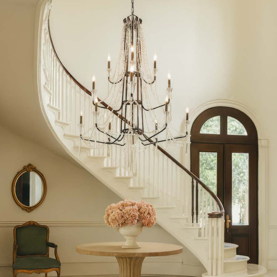 Varaluz Barcelona 12 Light 44" Wide Crystal Candle Style Chandelier