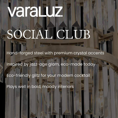 Varaluz Social Club 25 Light 44" Wide Crystal Waterfall Chandelier