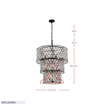 Varaluz Windsor 13 Light 32" Wide Crystal Waterfall Chandelier