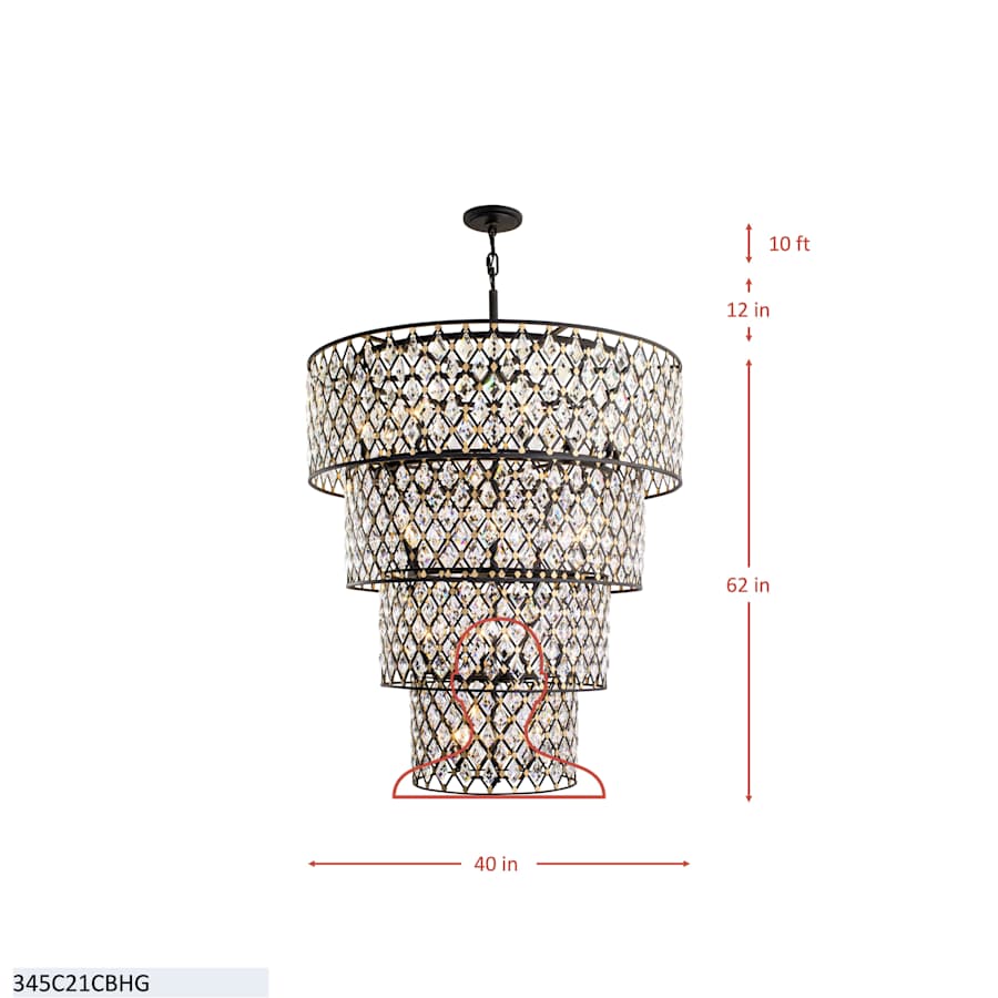 Varaluz Windsor 21 Light 40" Wide Crystal Waterfall Chandelier