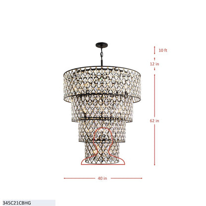 Varaluz Windsor 21 Light 40" Wide Crystal Waterfall Chandelier