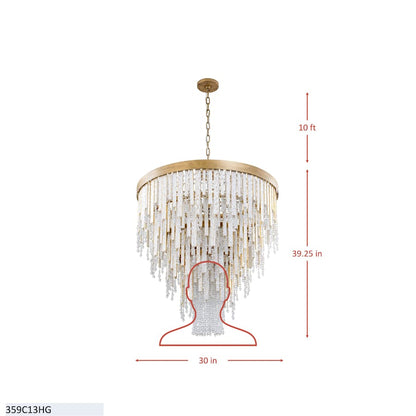 Varaluz Lafayette 13 Light 30" Wide Crystal Waterfall Chandelier