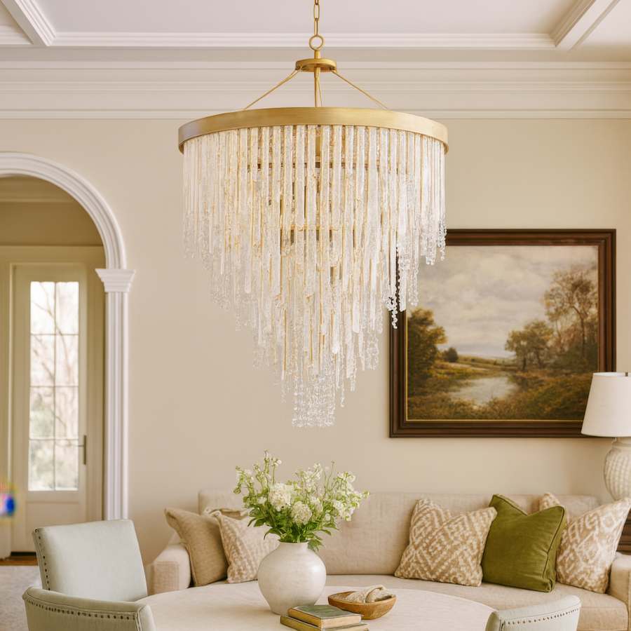 Varaluz Lafayette 13 Light 30" Wide Crystal Waterfall Chandelier