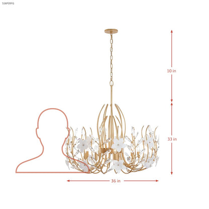 Varaluz Petal Court 9 Light 36" Wide Taper Candle Style Chandelier