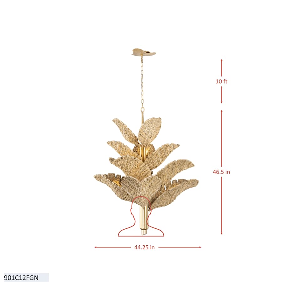 Varaluz Banana Leaf 12 Light 44" Wide Abstract Candle Style Chandelier