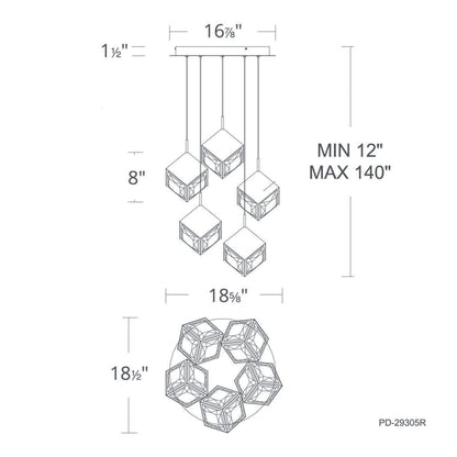 WAC Lighting Ice Cube 5 Light 19" Wide LED Multi Light Pendant