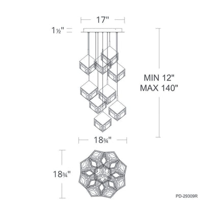 WAC Lighting Ice Cube 9 Light 19" Wide LED Multi Light Pendant