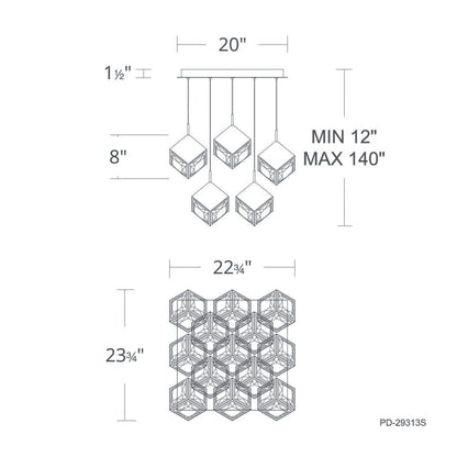 WAC Lighting Ice Cube 13 Light 23" Wide LED Multi Light Pendant