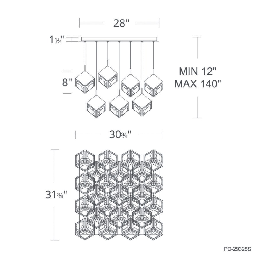 WAC Lighting Ice Cube 25 Light 32" Wide LED Multi Light Pendant