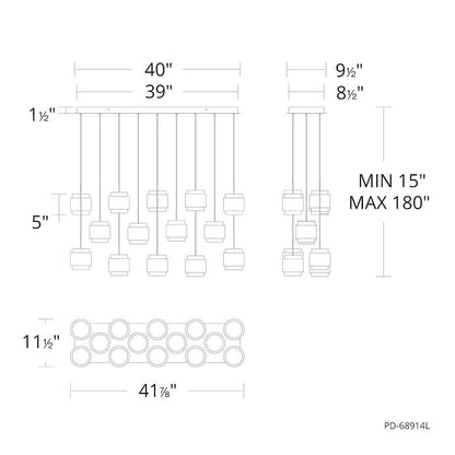 WAC Lighting Banded 42" Wide LED Multi Light Pendant