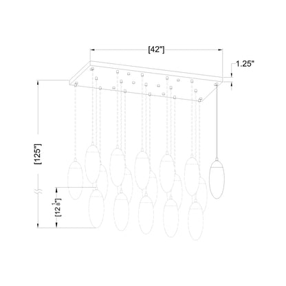 Z-Lite Arden 17 Light 42" Wide Suspension Linear Pendant